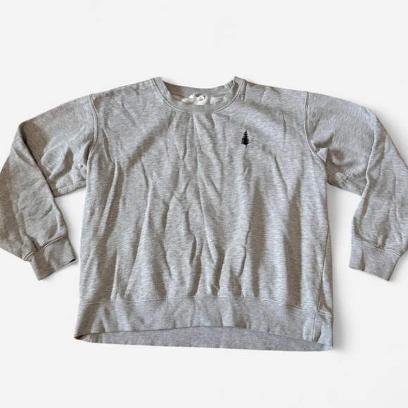 tentree Tops - tentree Heather Gray Crew Sweatshirt with Tiny Tree Embroidery